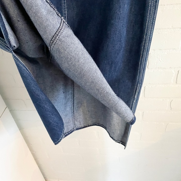 Vintage 90s Y2K Denim Pencil skirt Grungy Dark Wash 100% Cotton Sz 15 - Picture 4 of 8